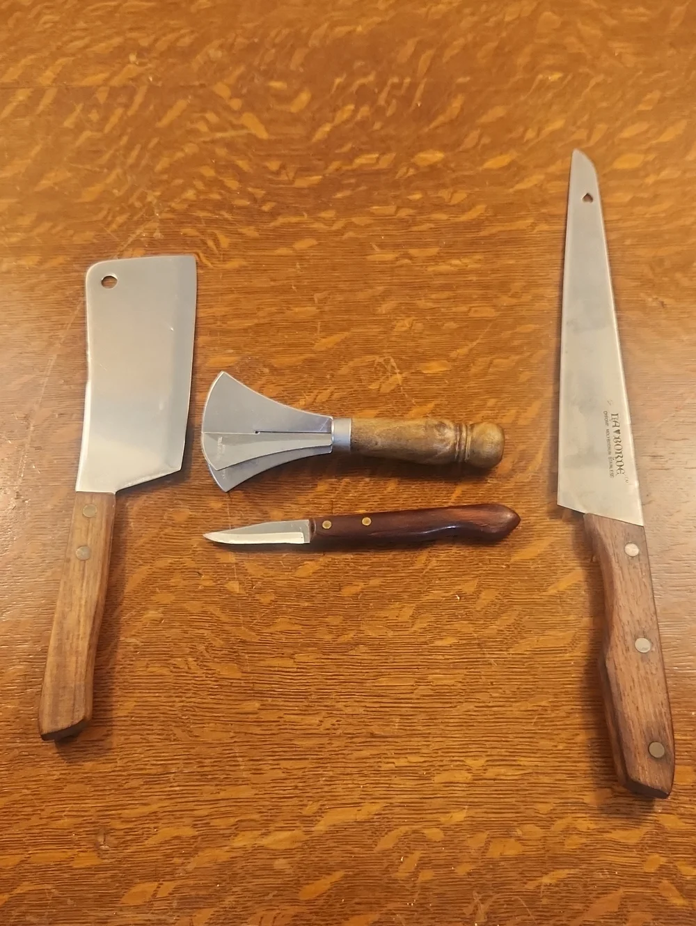 Vintage MCM 4-Piece Set Kitchen Knife, Cleaver, Paring Knife & Herb Chopper